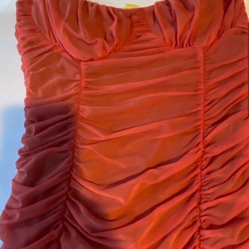 Revolve Lovers & Friends Fitted Midi Dress Coral - Picture 6 of 9